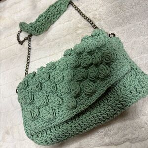 Green Crochet Women Bag